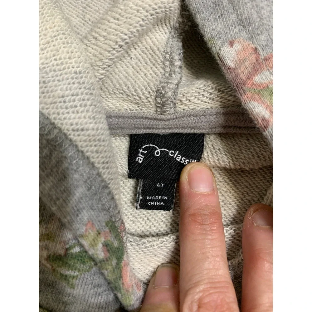 Art‎ Class Kids Grey Floral Summer Vibes Hoodie Size 4T Pullover Long Sleeve